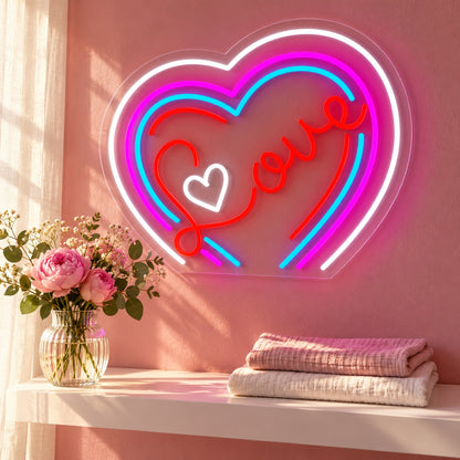 Love Rainbow Heart LED Neon Sign - lifestyle view