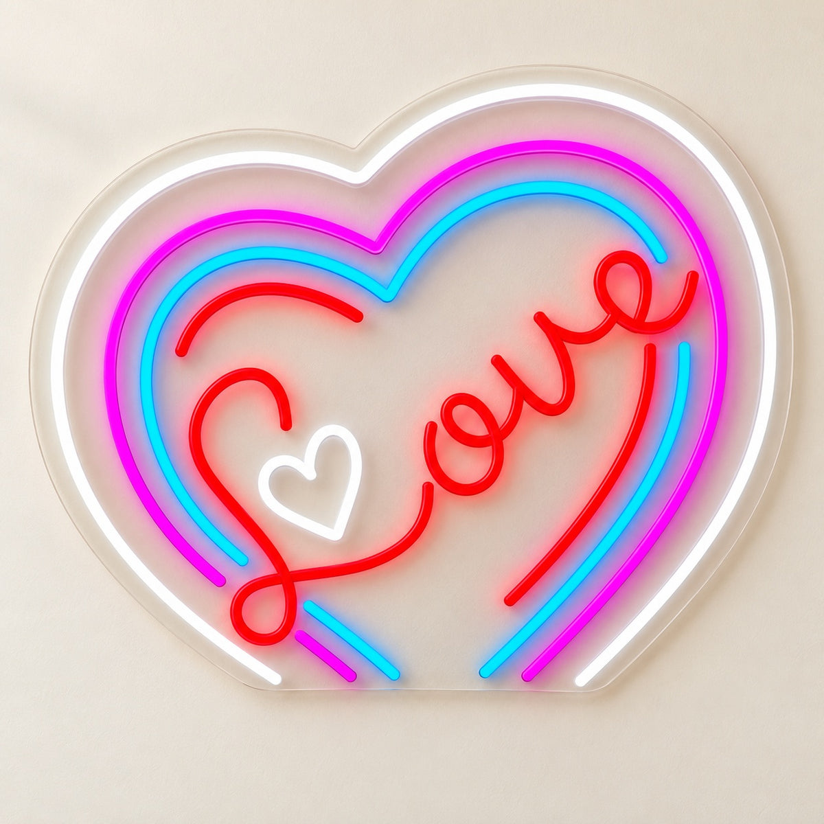 Love Rainbow Heart LED Neon Sign - natural light view