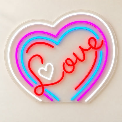 Love Rainbow Heart LED Neon Sign - natural light view