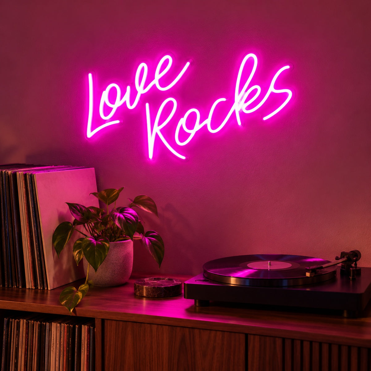 Love Rocks LED Neon Sign - advertising view