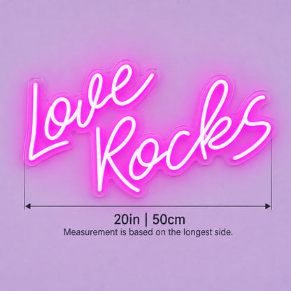Love Rocks LED Neon Sign - size guide