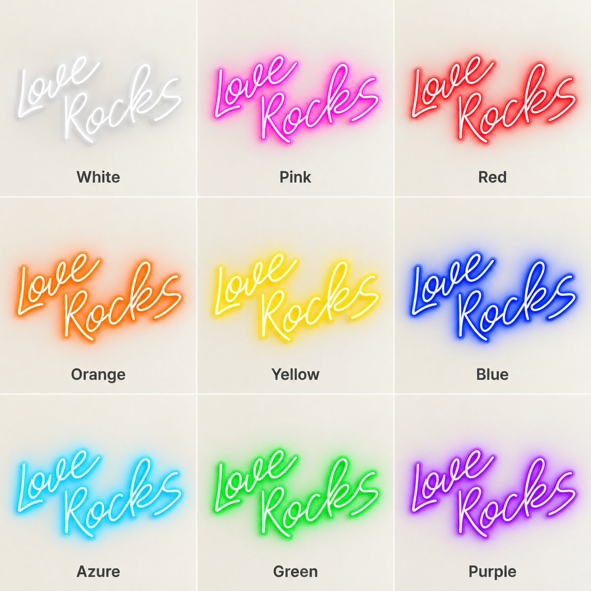 Love Rocks LED Neon Sign - nine-color grid