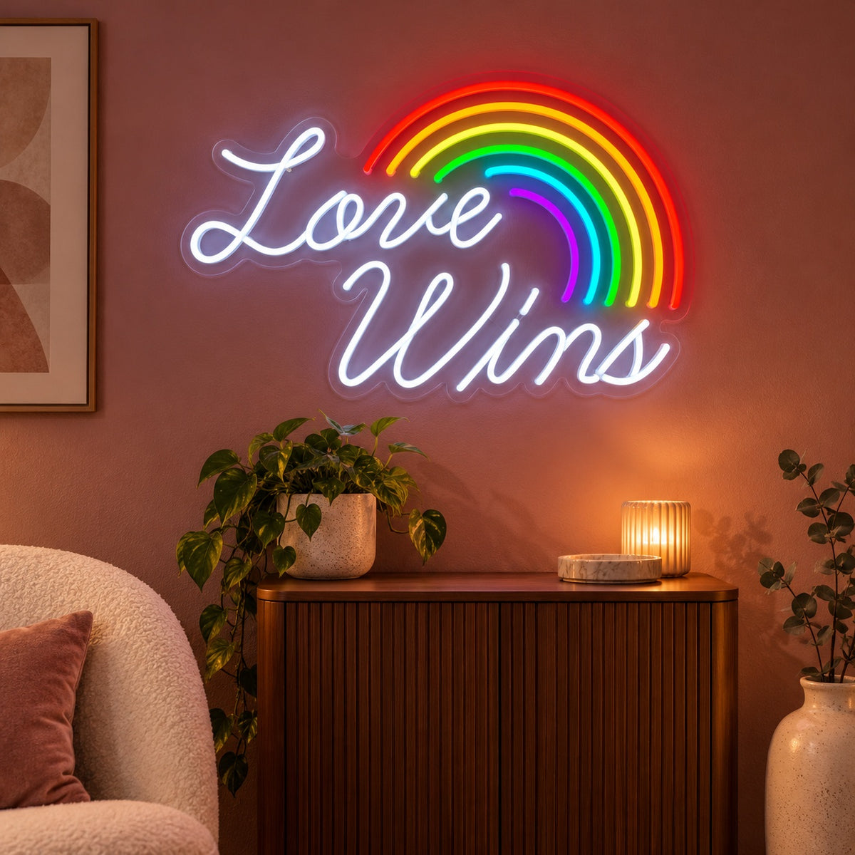 Love Wins LED Neon Sign - advertising view