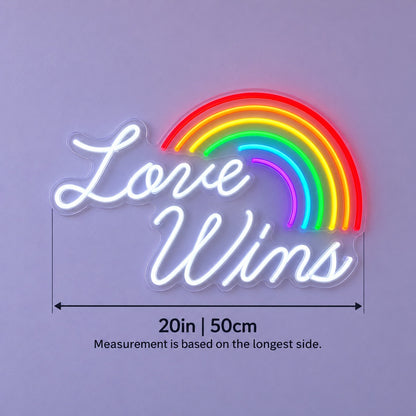 Love Wins LED Neon Sign - size guide