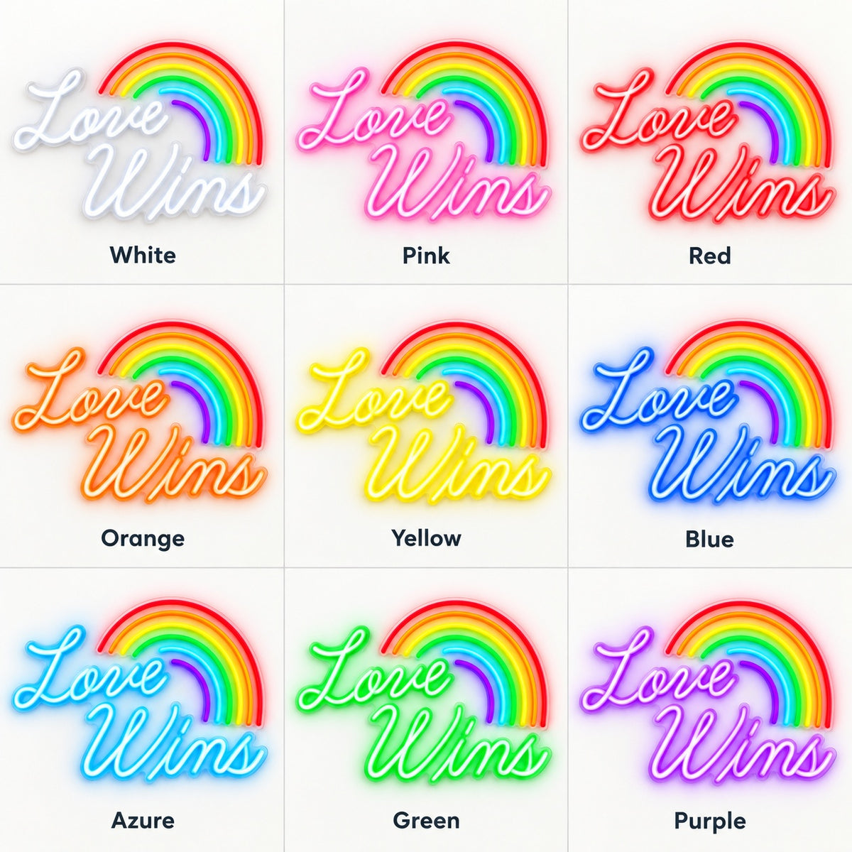 Love Wins LED Neon Sign - nine-color grid
