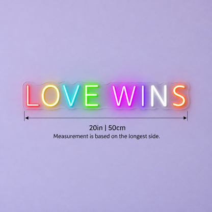 Love Wins LED Neon Sign - size guide