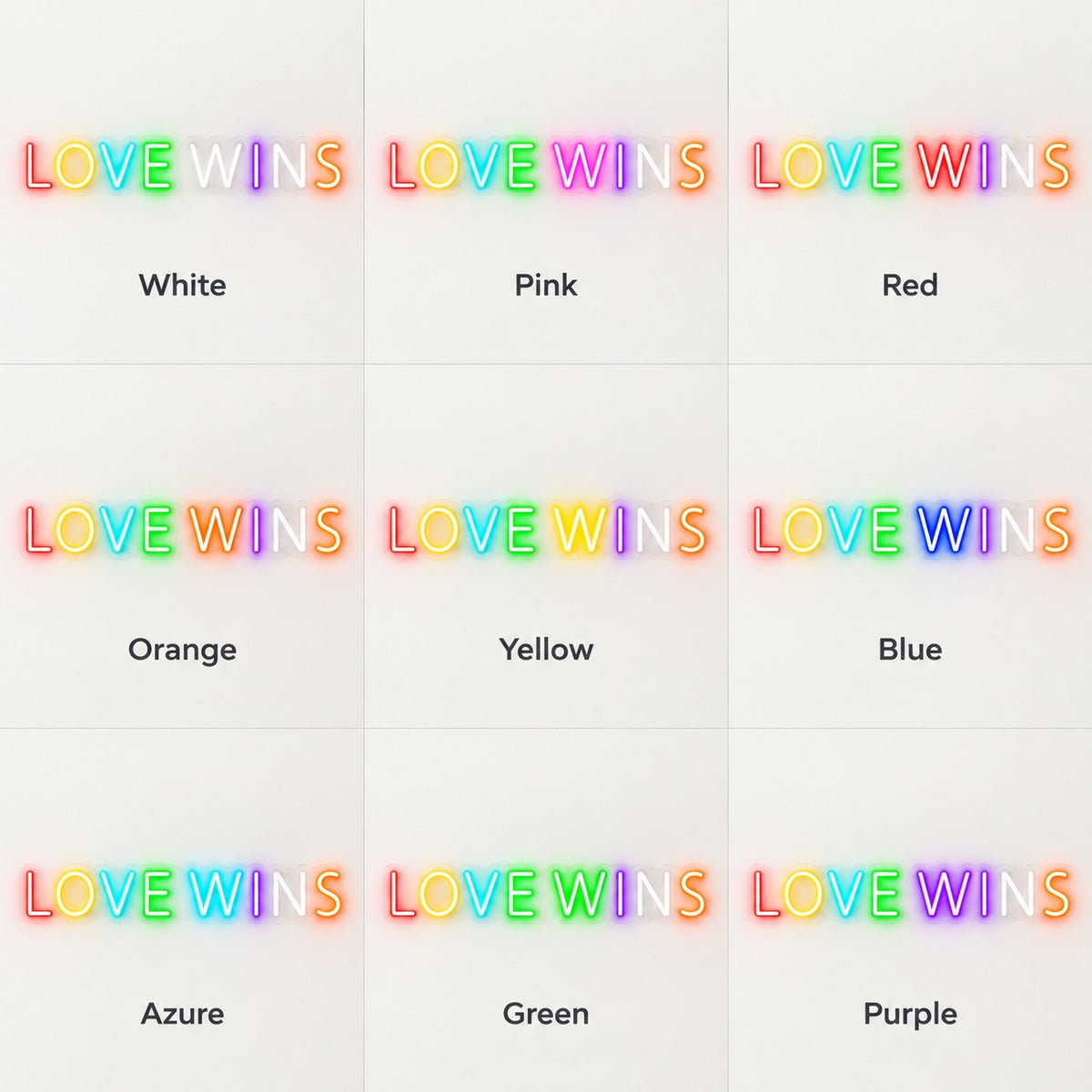 Love Wins LED Neon Sign - nine-color grid