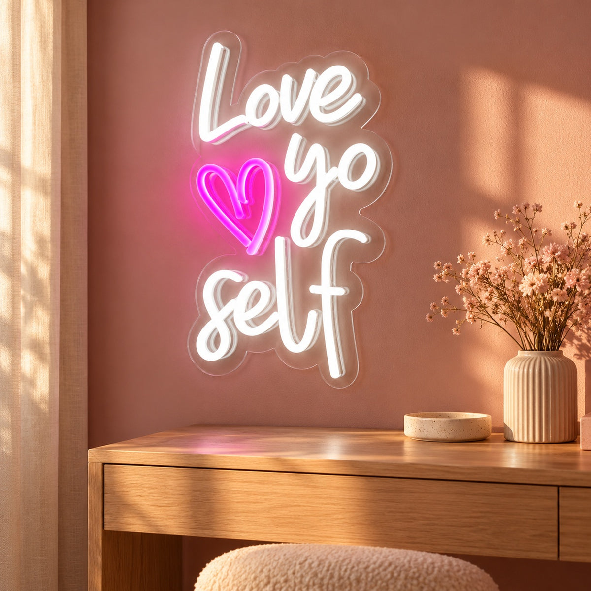 Love Yo Self LED Neon Sign - advertising view