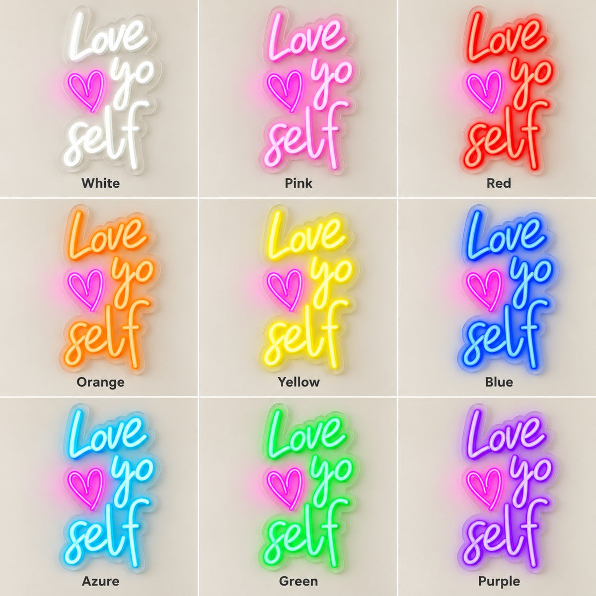 Love Yo Self LED Neon Sign - nine-color grid
