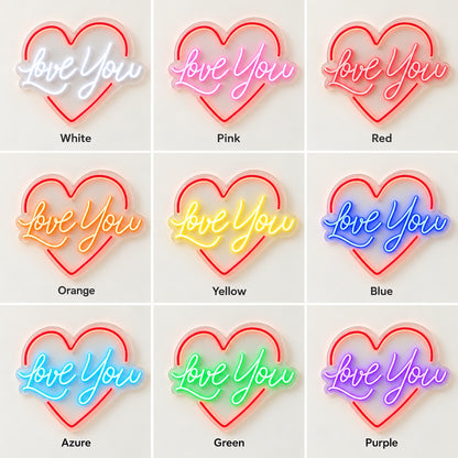 Love You LED Neon Sign - nine-color grid