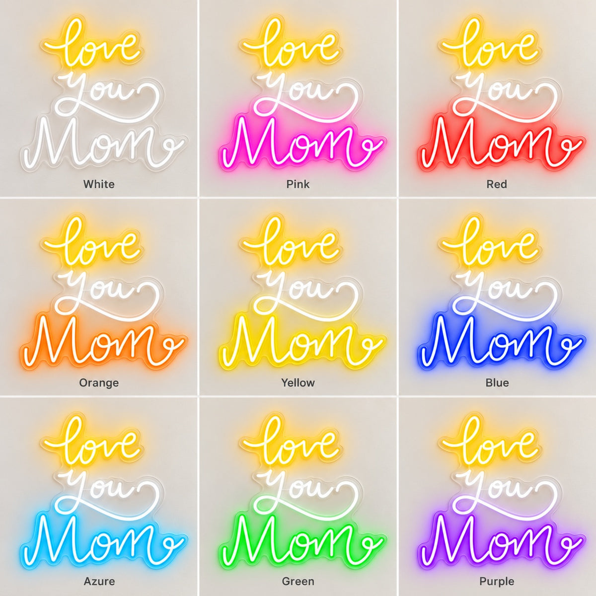 Love You Mom LED Neon Sign - nine-color grid