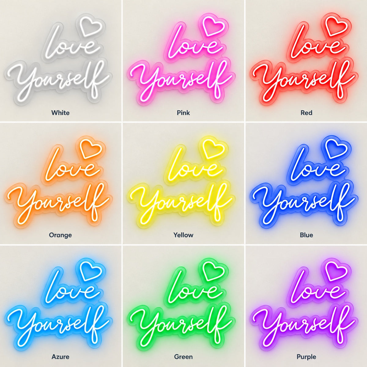 Love Yourself LED Neon Sign - nine-color grid