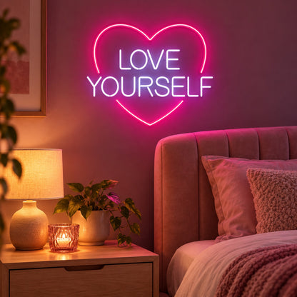 Love Yourself LED Neon Sign - advertising view