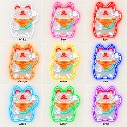 Lucky Beckoning Cat LED Neon Sign - nine-color grid