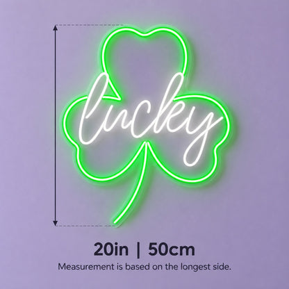 Lucky LED Neon Sign - size guide