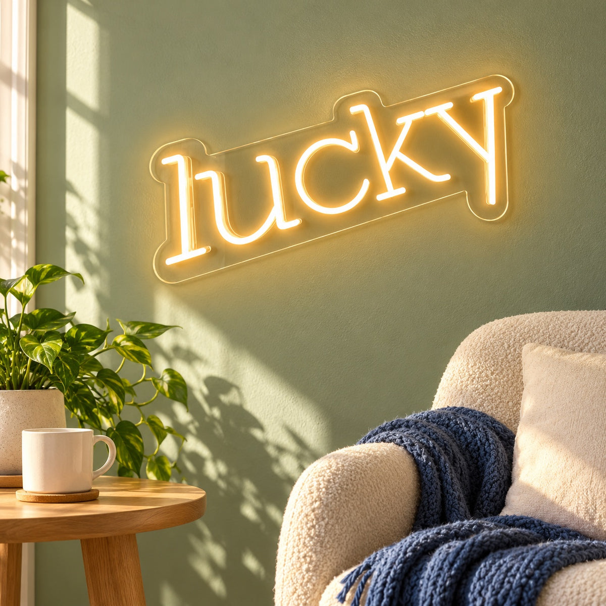 Lucky LED Neon Sign - lifestyle view