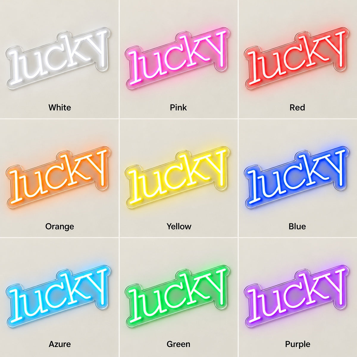 Lucky LED Neon Sign - nine-color grid