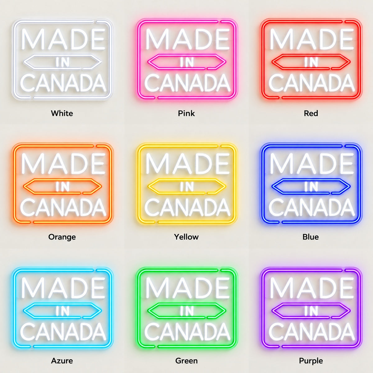 Made In Canada LED Neon Sign - nine-color grid