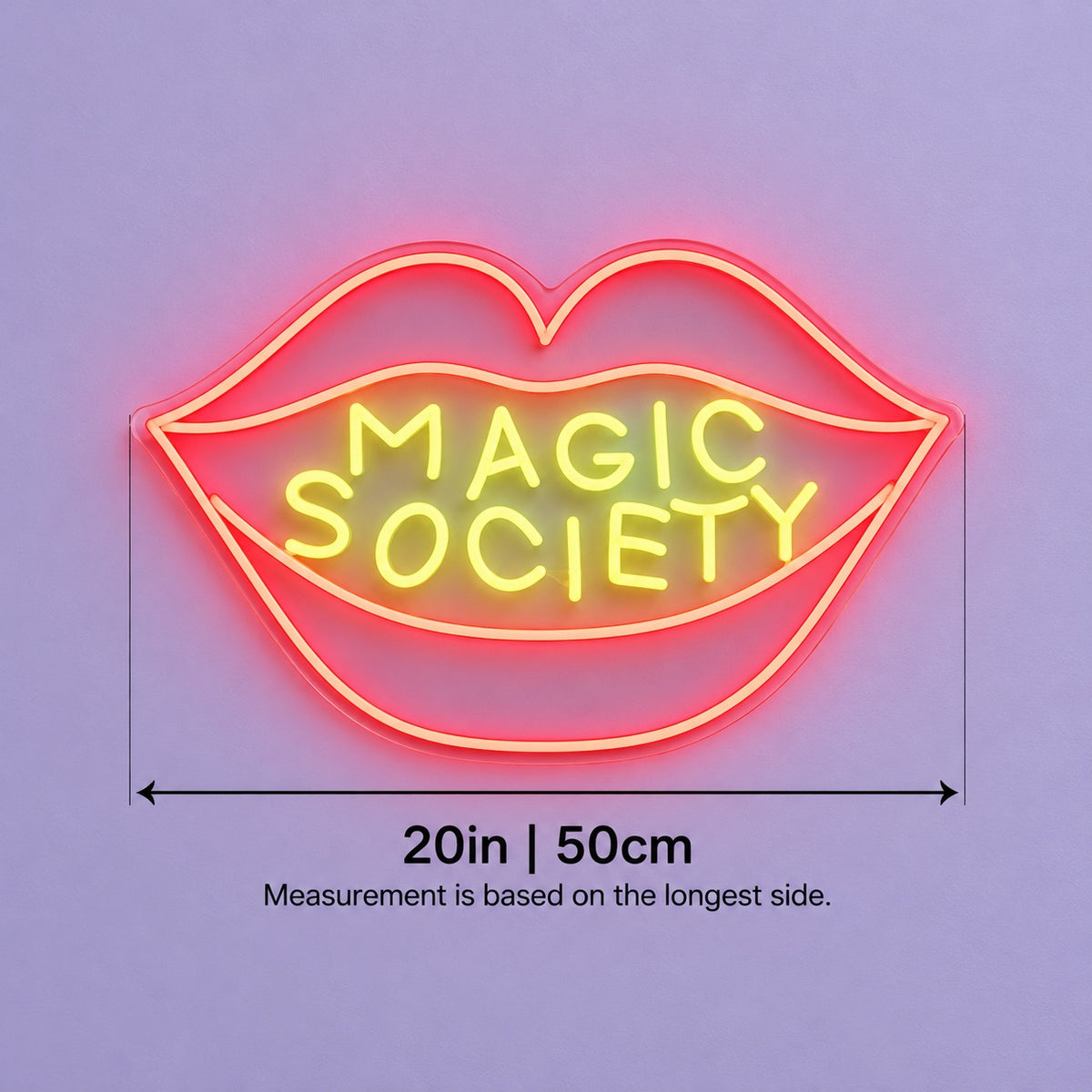 Magic Society LED Neon Sign - size guide