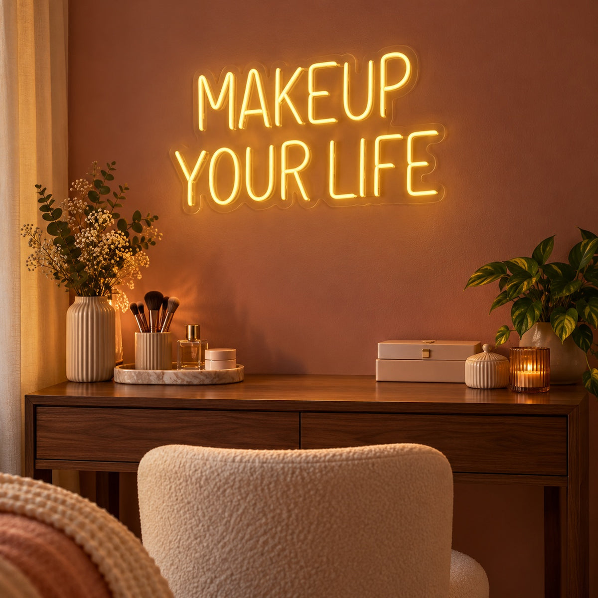 Makeup Your Life LED Neon Sign - advertising view