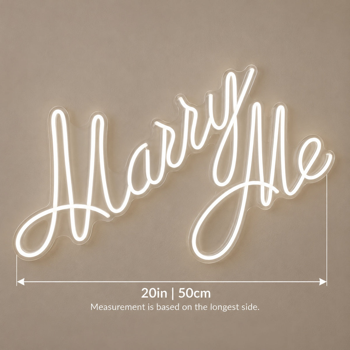 Marry Me LED Neon Sign - size guide