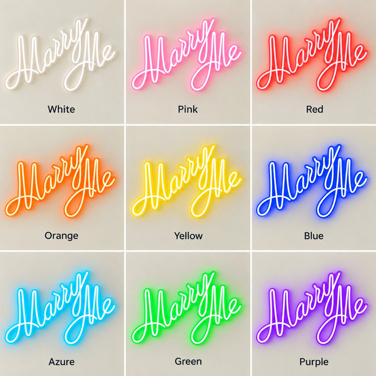 Marry Me LED Neon Sign - nine-color grid