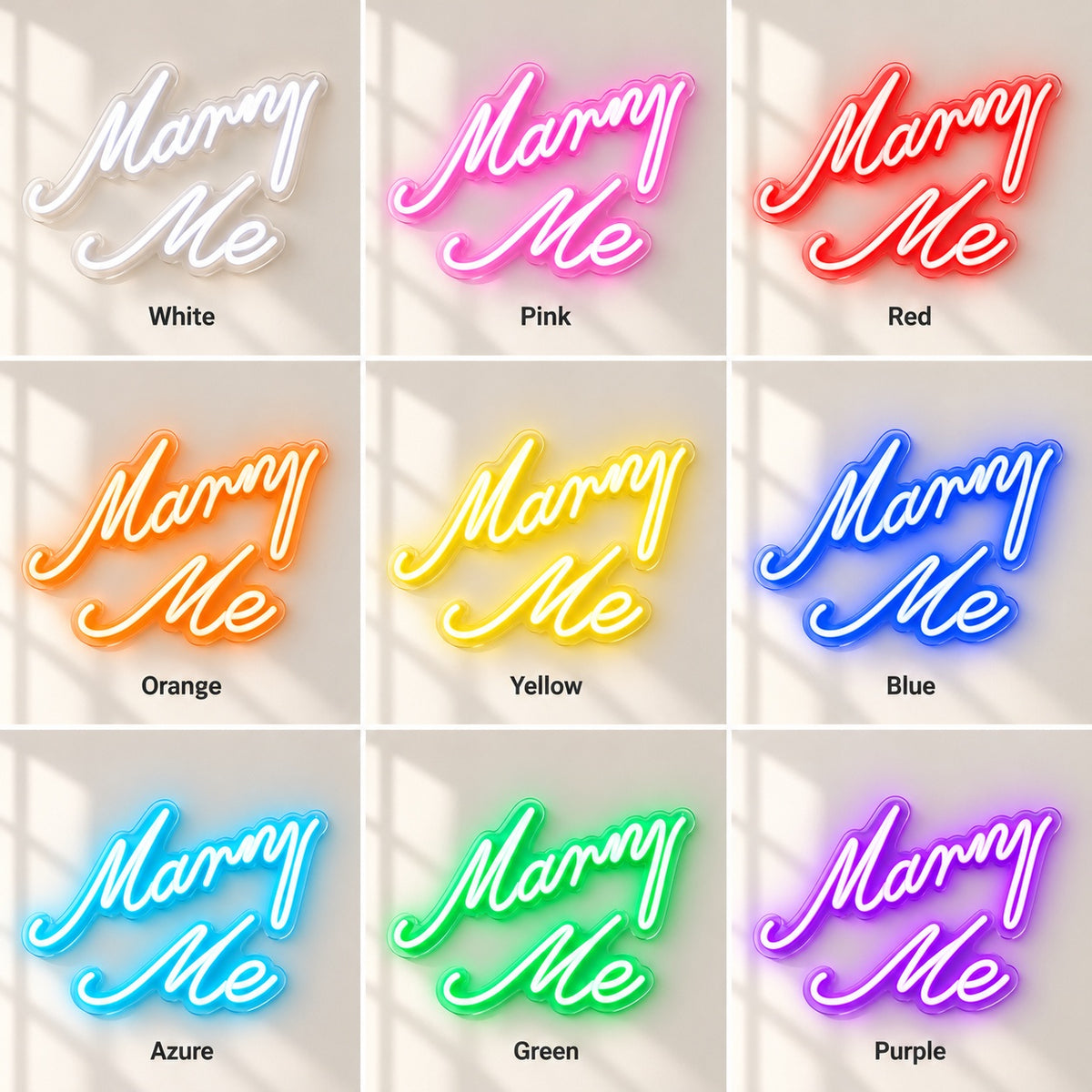 Marry Me LED Neon Sign - nine-color grid