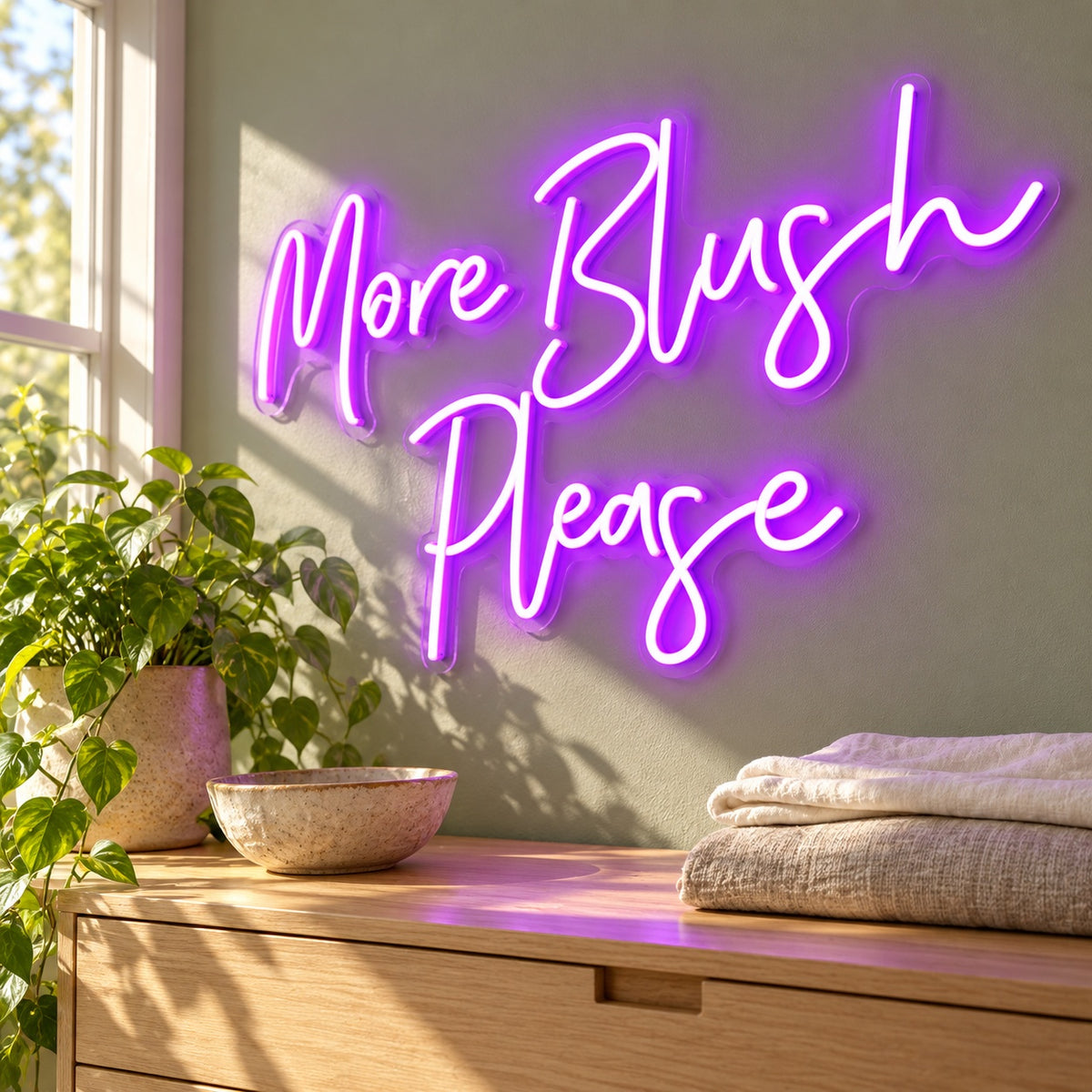 More Blush Please LED Neon Sign - lifestyle view