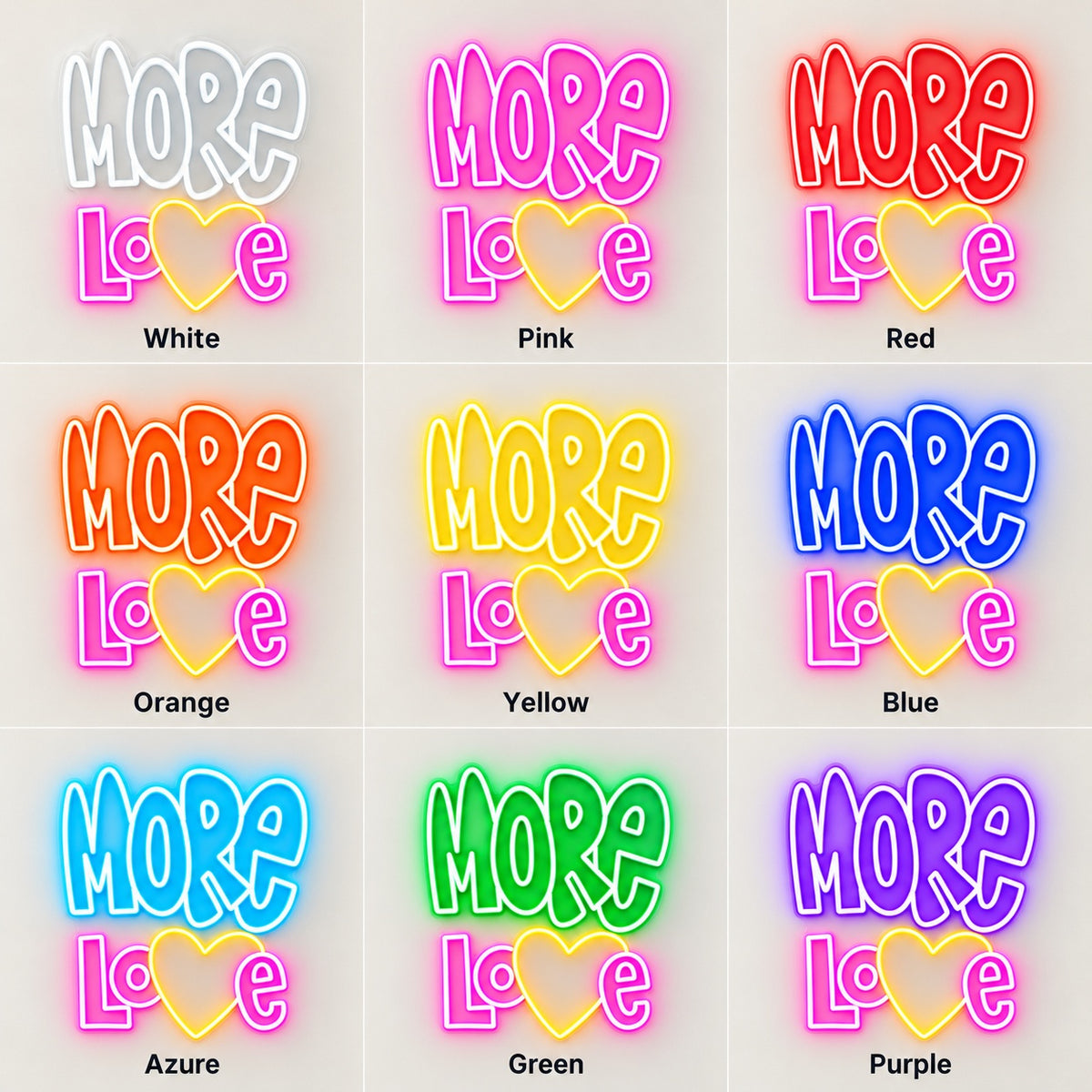 More Love LED Neon Sign - nine-color grid