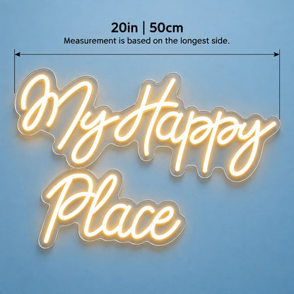 My Happy Place LED Neon Sign - size guide
