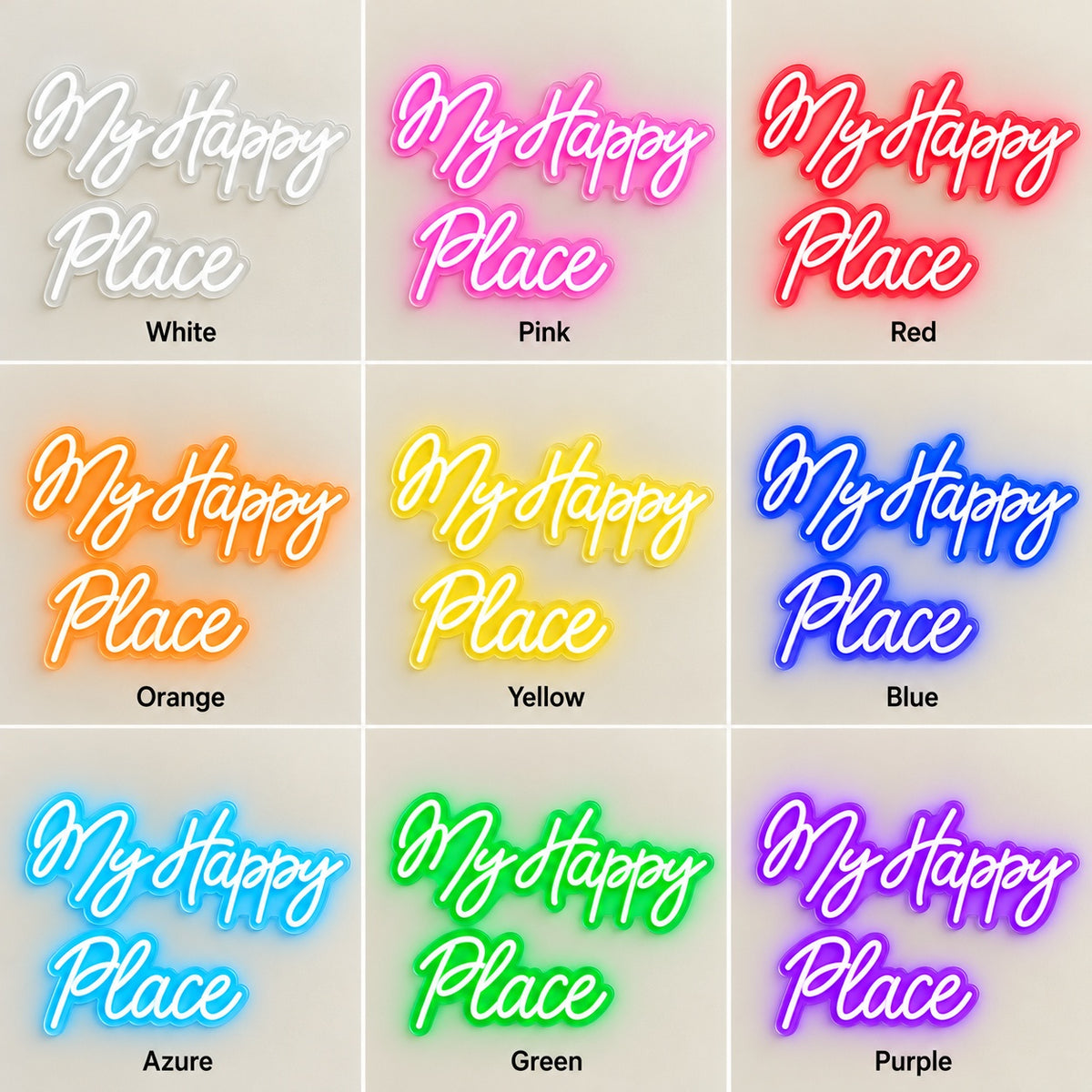 My Happy Place LED Neon Sign - nine-color grid