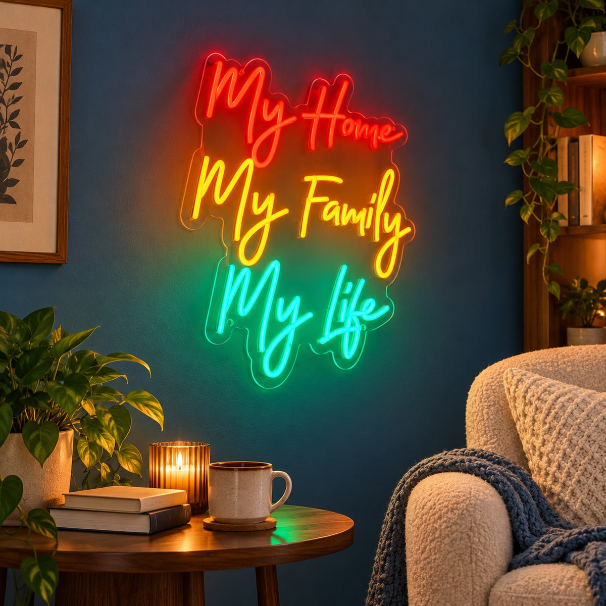 My Home My Family My Life LED Neon Sign - advertising view
