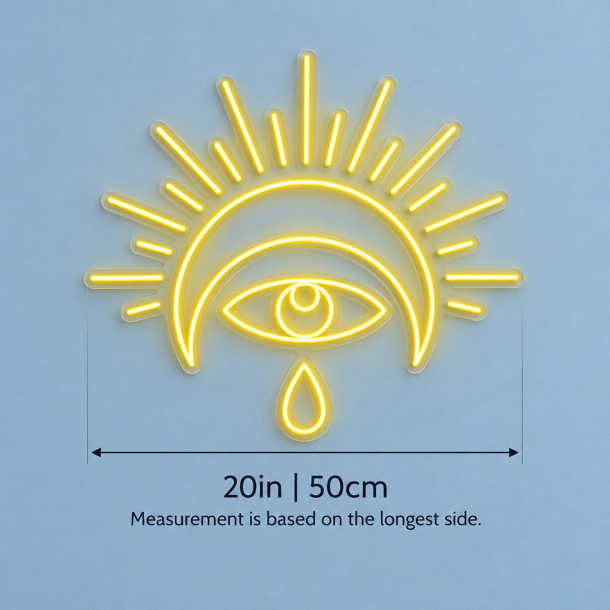Mystic Eye Sun LED Neon Sign - size guide