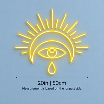 Mystic Eye Sun LED Neon Sign - size guide