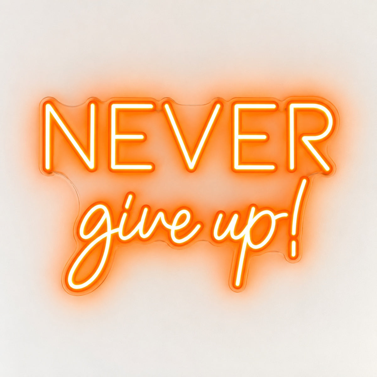 Never Give Up LED Neon Sign - natural light view