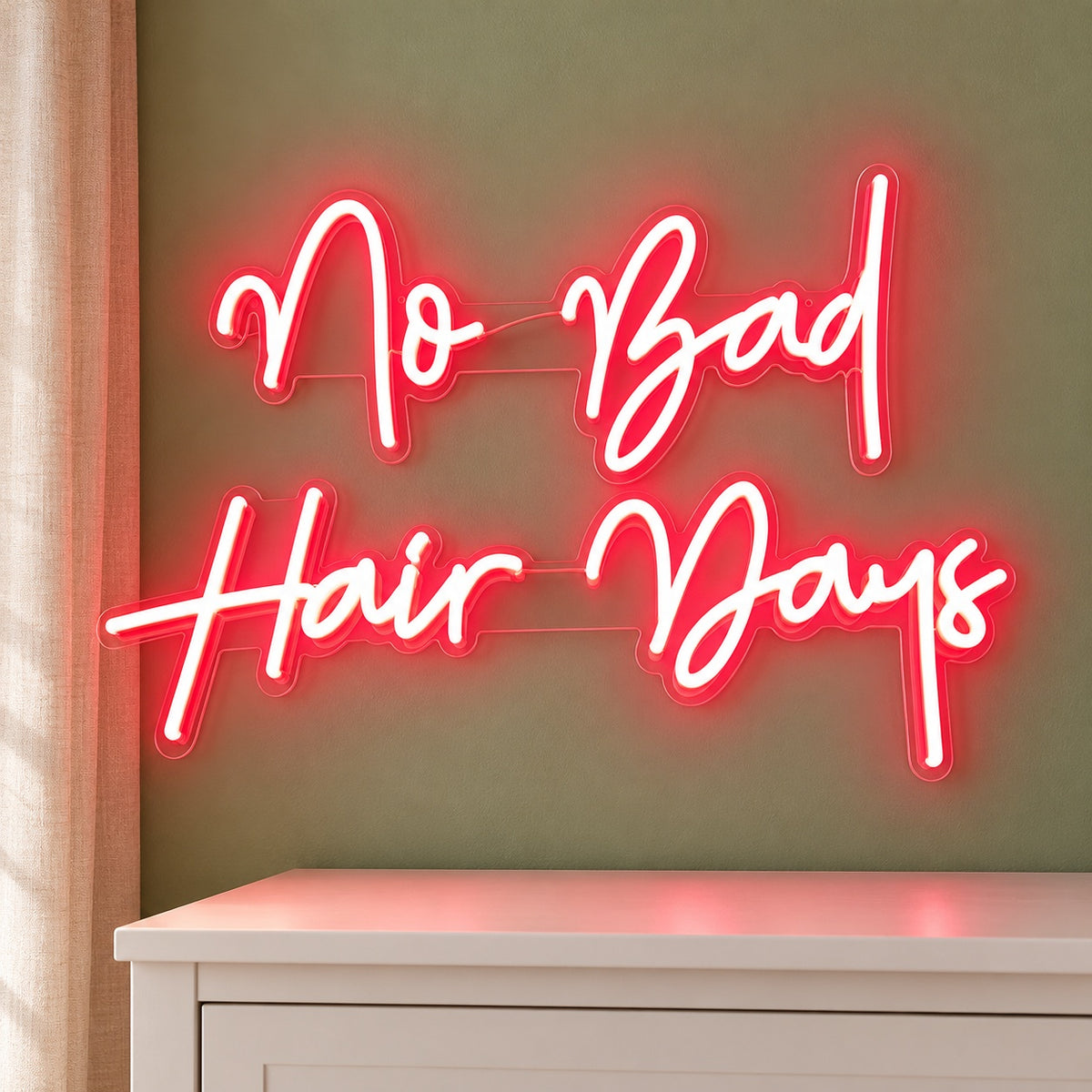 No Bad Hair Days LED Neon Sign - lifestyle view