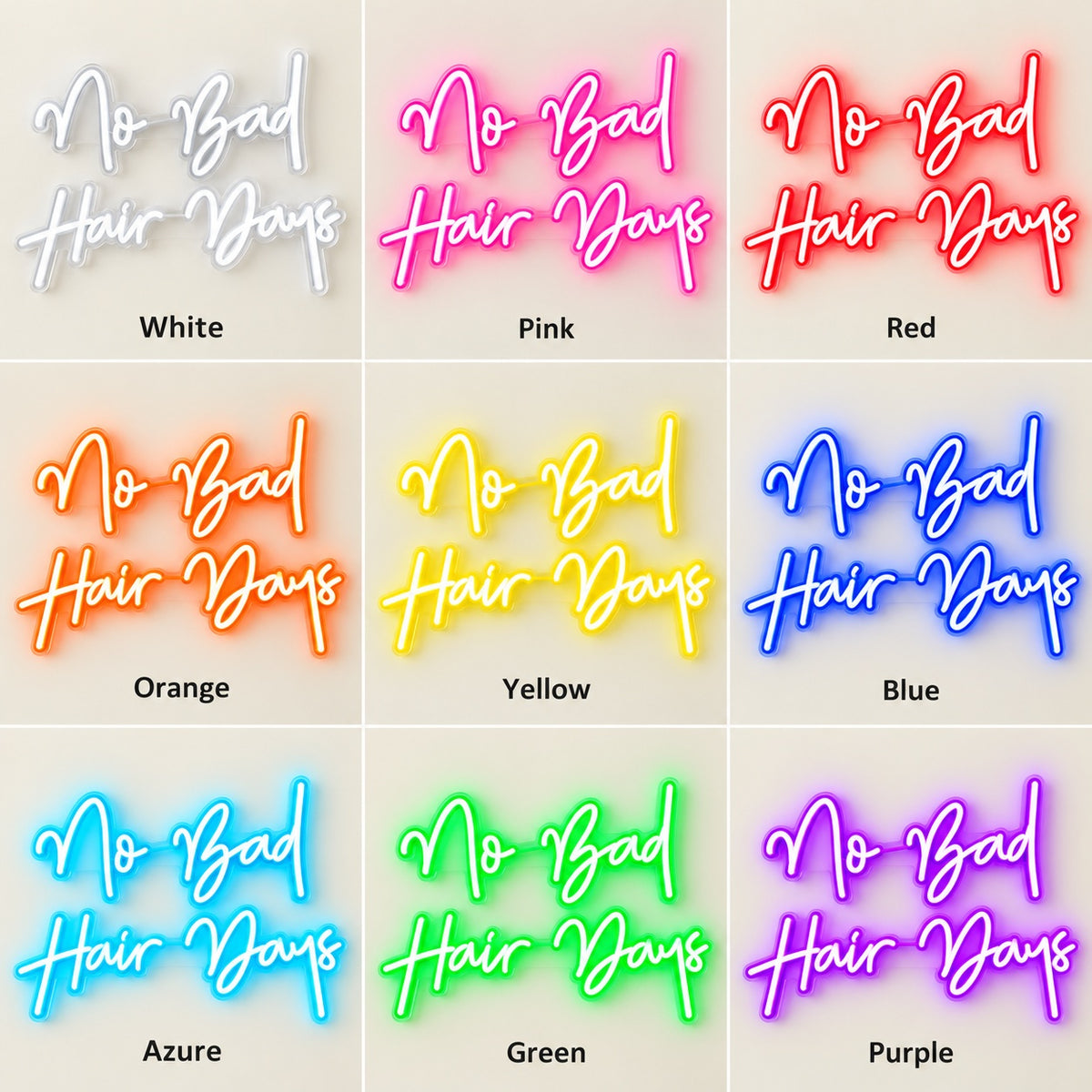 No Bad Hair Days LED Neon Sign - nine-color grid