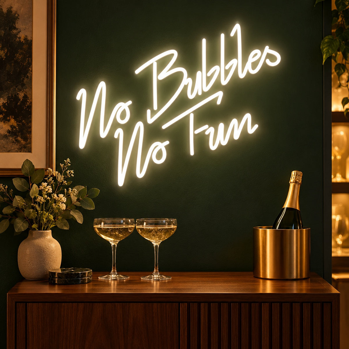 No Bubbles No Fun LED Neon Sign - advertising view