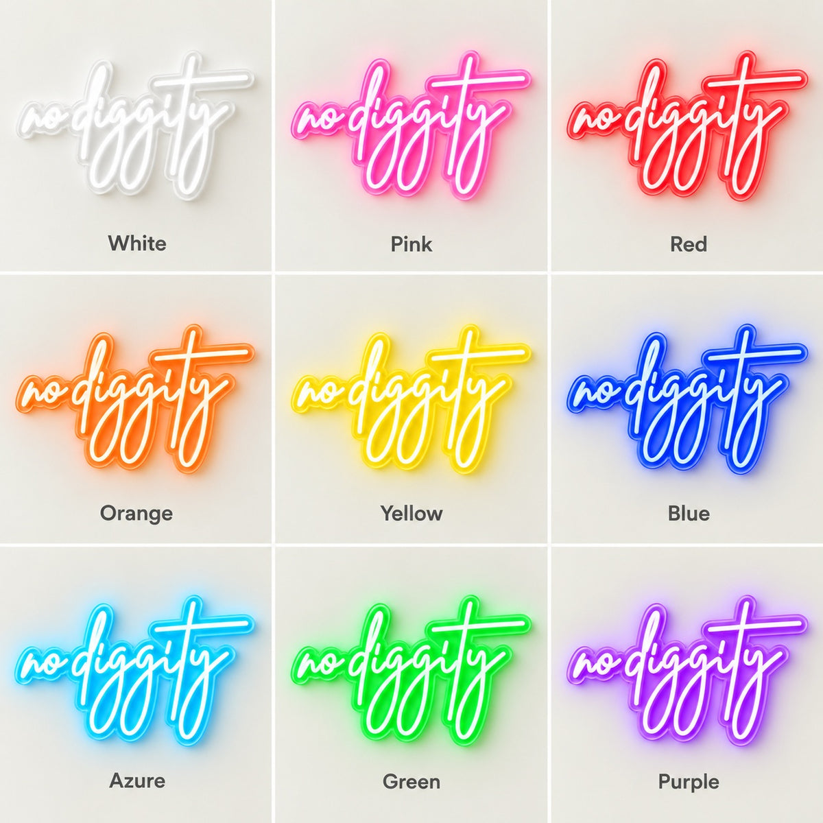 No Diggity LED Neon Sign - nine-color grid