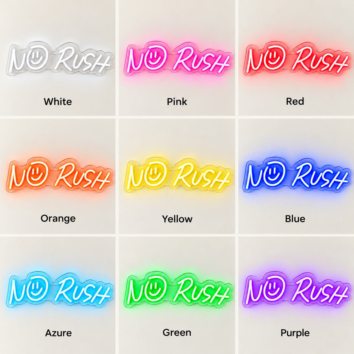 No Rush LED Neon Sign - nine-color grid