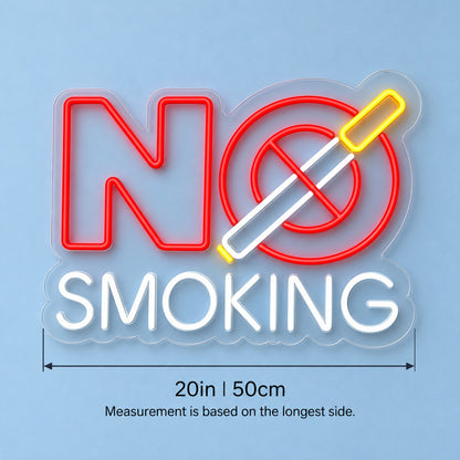 No Smoking LED Neon Sign - size guide