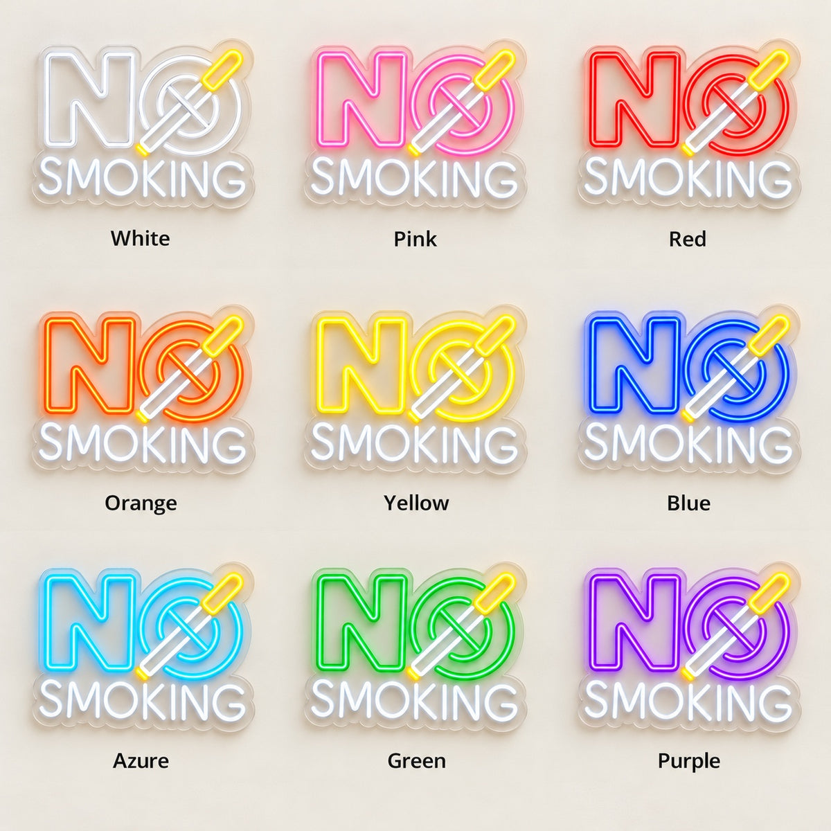 No Smoking LED Neon Sign - nine-color grid