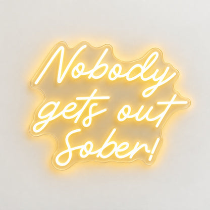 Nobody Gets Out Sober LED Neon Sign - natural light view