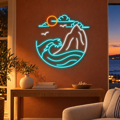 Ocean Wave Mountain LED Neon Sign - advertising view
