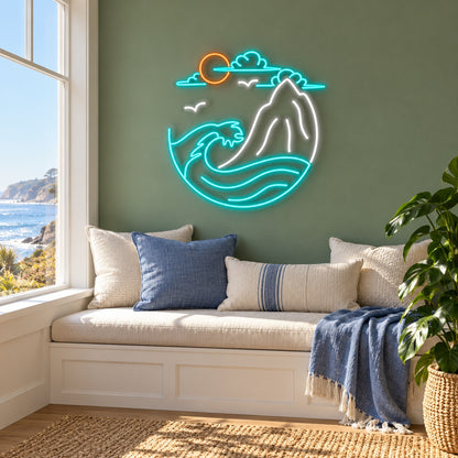 Ocean Wave Mountain LED Neon Sign - lifestyle view