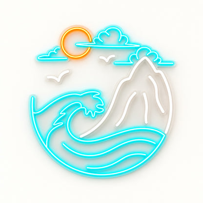 Ocean Wave Mountain LED Neon Sign - natural light view