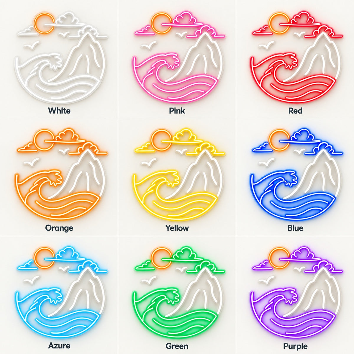 Ocean Wave Mountain LED Neon Sign - nine-color grid
