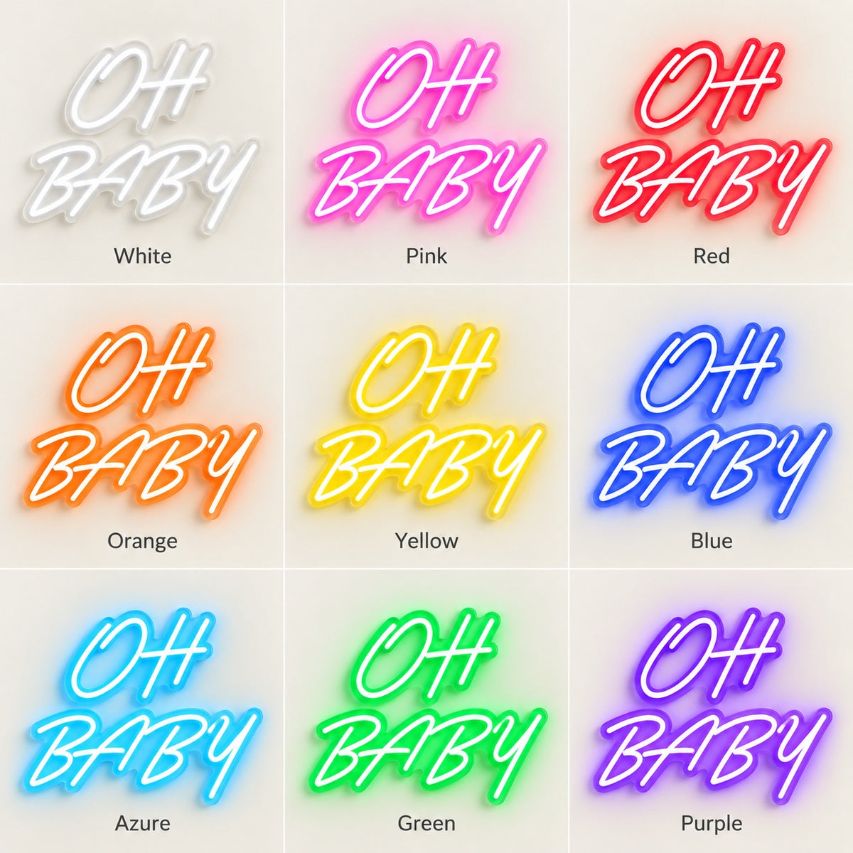 Oh Baby LED Neon Sign - nine-color grid