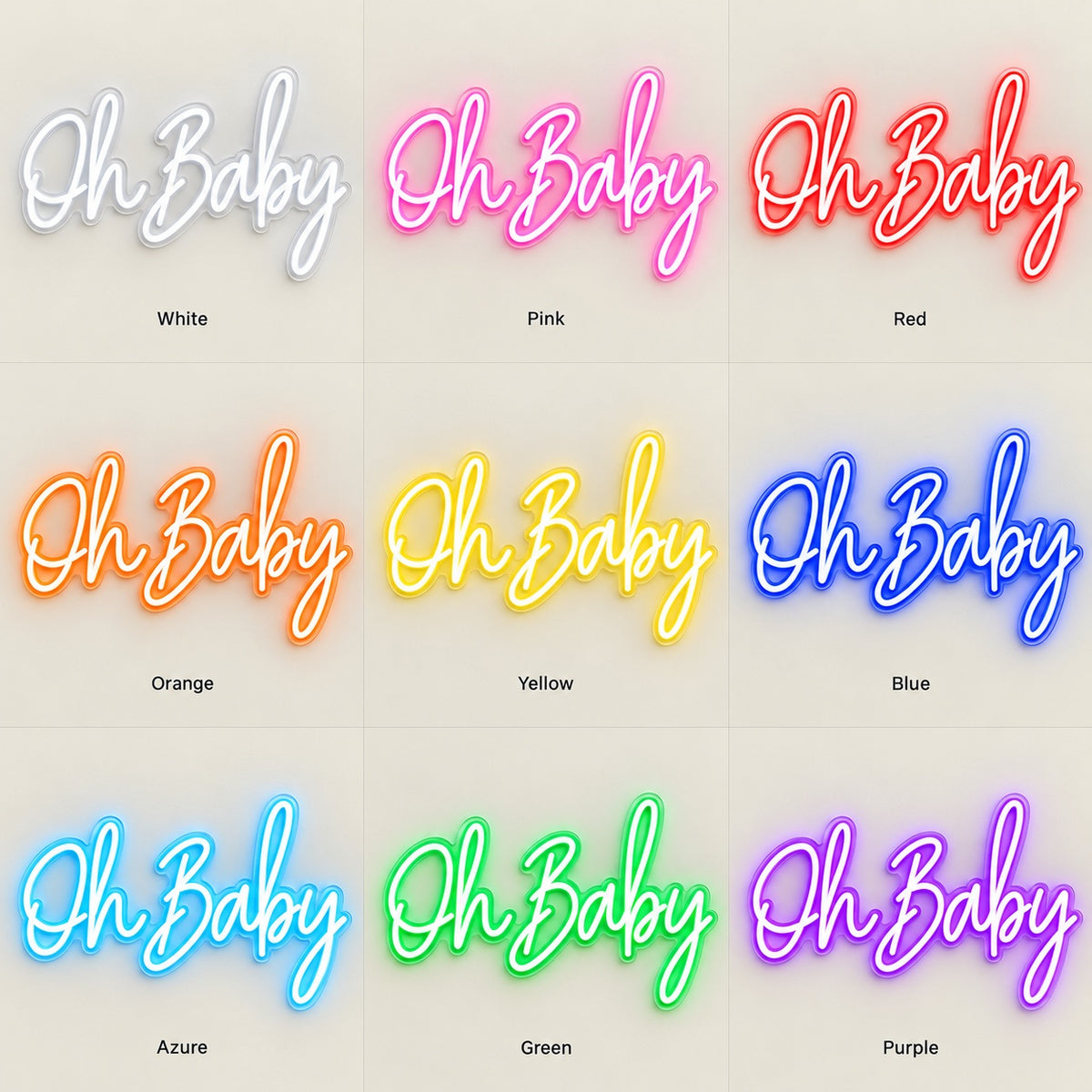 Oh Baby LED Neon Sign - nine-color grid