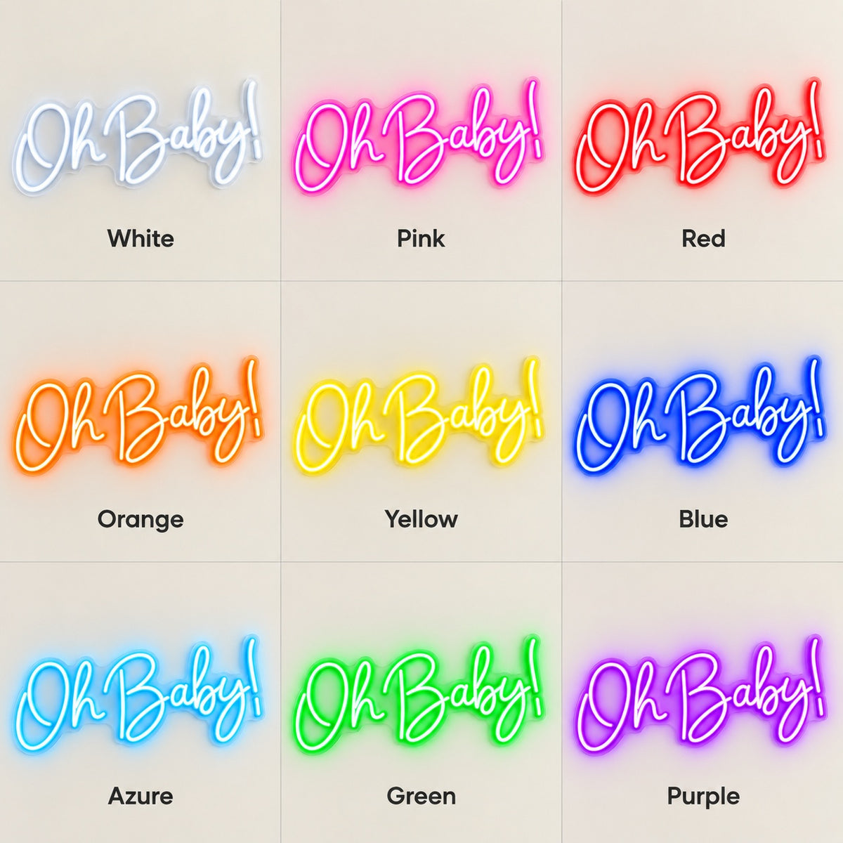 Oh Baby! LED Neon Sign - nine-color grid